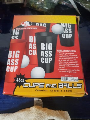Big Ass Cups Beer Pong 46 ounce! X12 Cups, NEW 3 BALLS, 1 box with 12x cups!!!