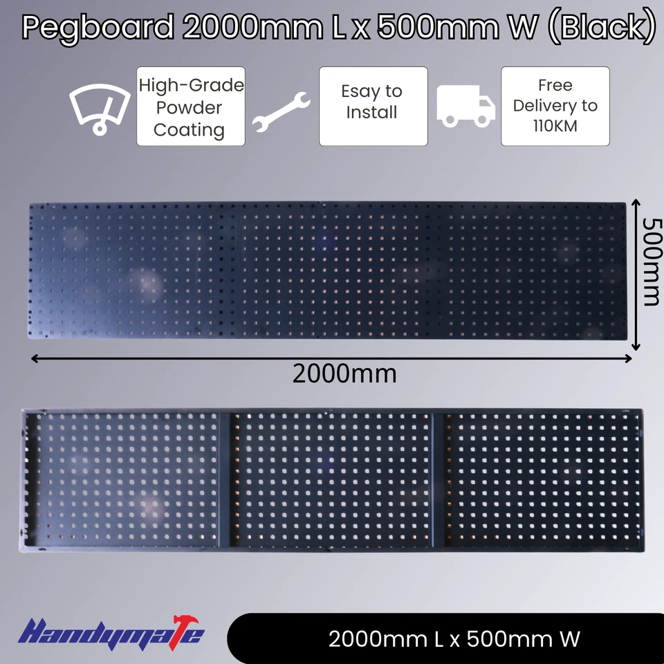 2Mx0.5M Steel Pegboard Wall Tool Storage Black Metal Pegboard Tools Organizer - image 2 of 4