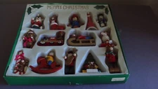 New In Box Vintage Christmas Wood Wooden Ornaments