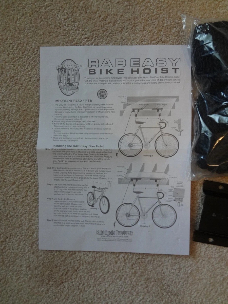 Rad Cycle Products Ceiling Mount Bike Hoist Instructions Shelly Lighting