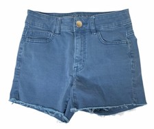 Womens American Eagle Super Stretch Hi-Rise Shortie Denim Cut Off Shorts Blue 0