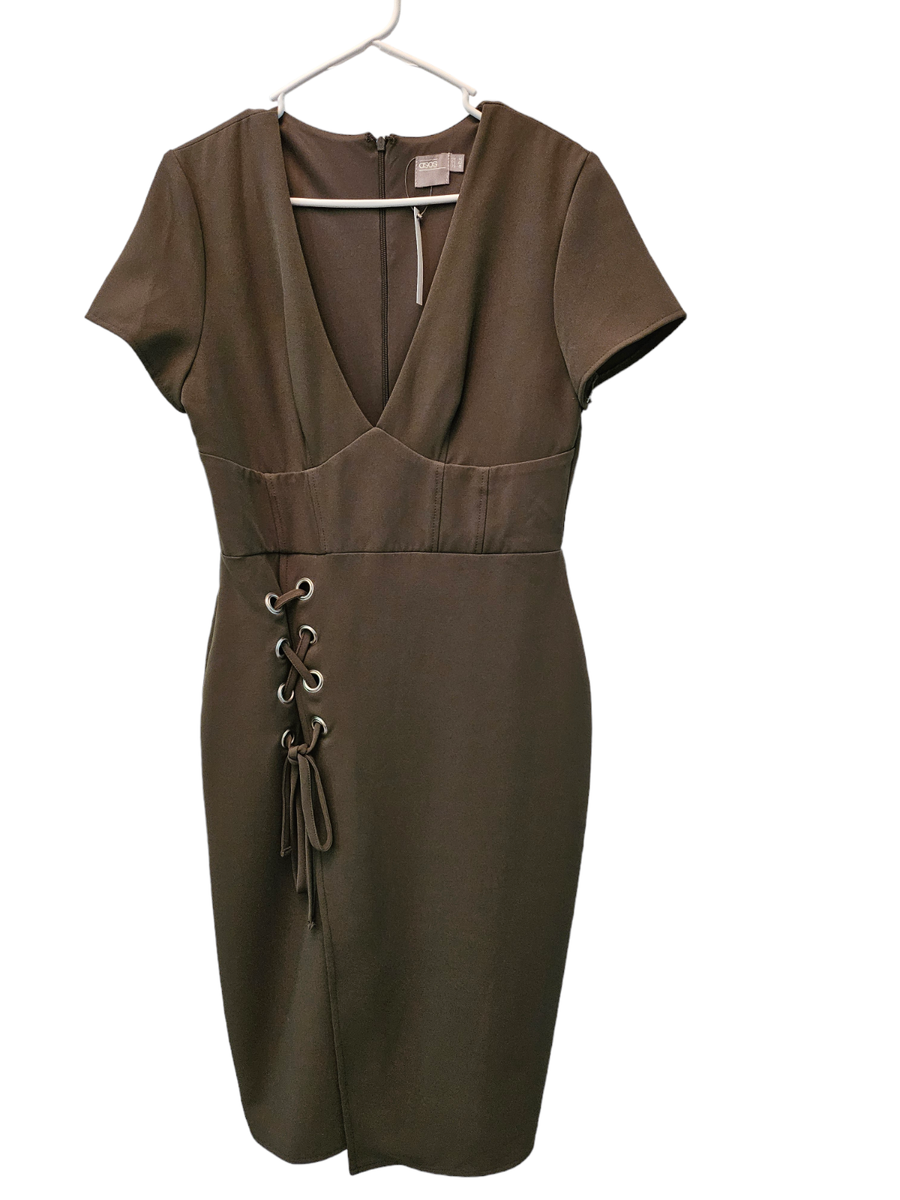 ASOS MIDI LENGTH OLIVE GREEN SIDE SHORT V