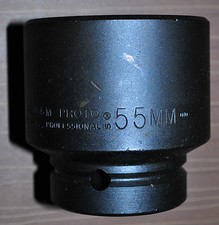 Proto® 1" Drive Impact Socket Size: 55 mm - 6 Point made in USA Proto J10055M