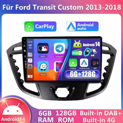 4G DAB+ Für Ford Transit Custom 13-21 Android14 Autoradio CarPlay GPS Navi 128GB