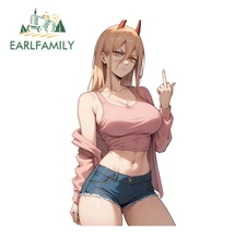 EARLFAMILY 5.1" Funny Power Waifu Car Stickers Vinyl Cool Anime Girl Decals