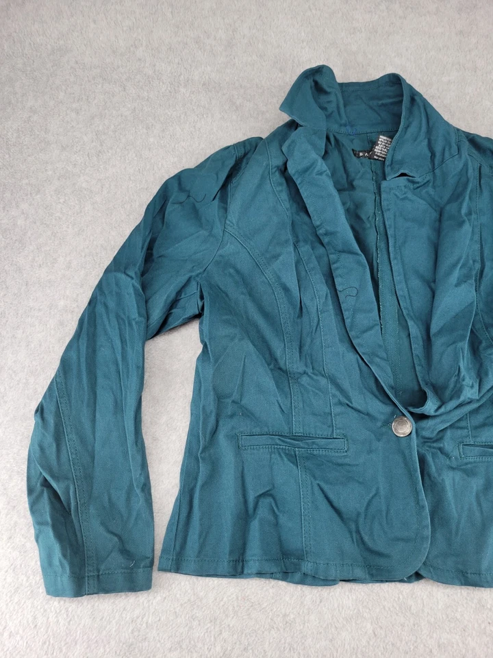 Chaqueta Blazer Baccini Mujer 14/16 Azul Verde Sencillo Elastizada - Tiene Etiquetas Foto 2 de 4