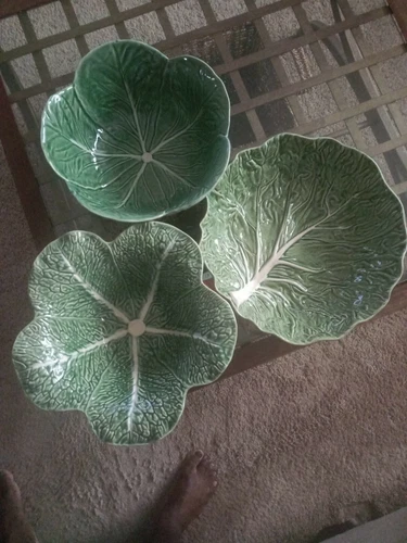 Bordallo Pinheiro Green Cabbage Bowls (Set of 3)