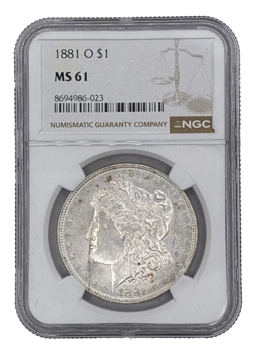 Uncirculated MS 61 Graded 1881 Year Morgan US Dollars (1878-1921