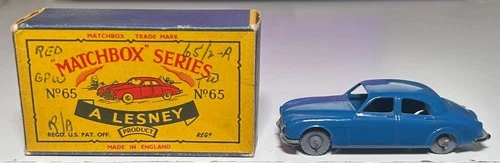 Matchbox Lesney #65 Blue Jaguar Sedan With Box
