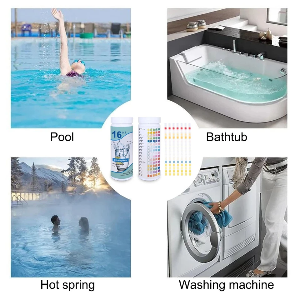 16 in 1 Water Test Kit 100 Strips Home Water Quality Test for Well Tap and Pool - Image 3 of 4