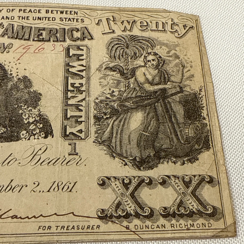 USA Confederate States of America Civil War Currency $20 Note - Image 4 of 4