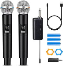 Professional Karaoke Microphone Set, Dual Vocal Pickup, Easy Setup, USB Recharge