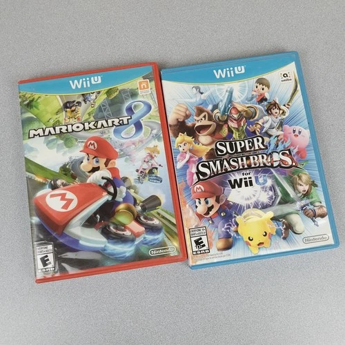 Wii U Mario Game Bundle Super Smash Bros and Mario Kart 8 Complete Good