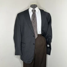 Jos A Bank Mens 44R Blazer Gray Wool 2 Button 2XL 48" Sport Coat Suit Jacket *