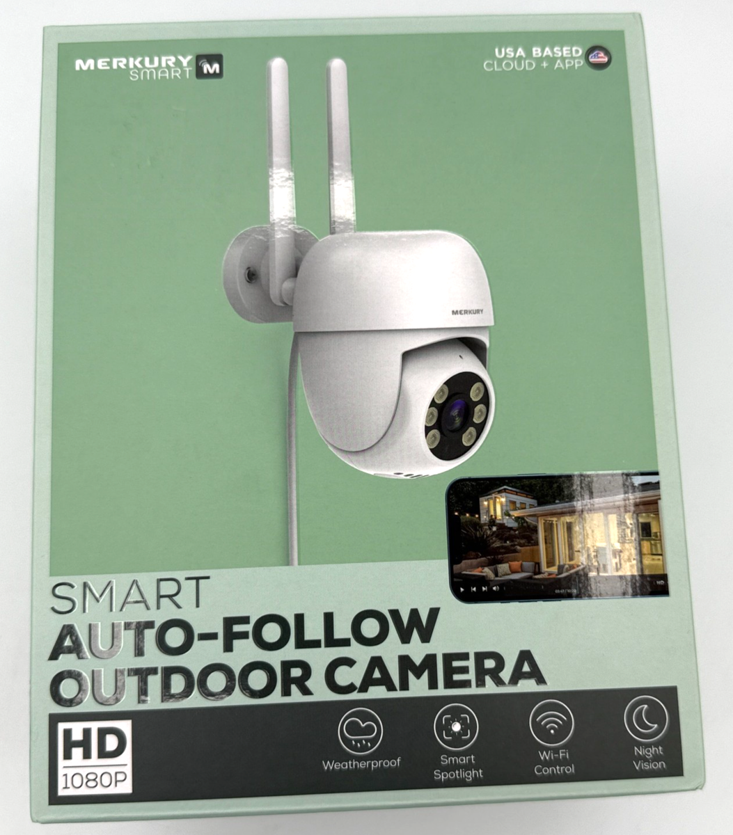 Merkury Smart MI-CW059-199W Outdoor Auto-Follow Camera Wi-Fi PTZ