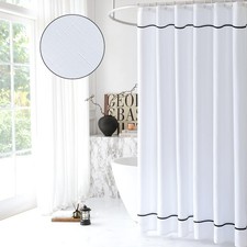 youngseahome White Shower Curtain with 36"W x 72"L Pack of 1 , White/Black