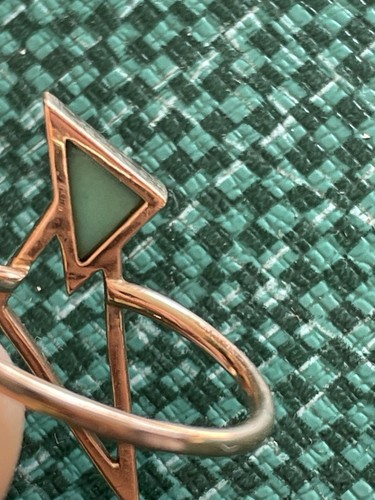 14k Rose Gold Diamond And Turquoise Modernist Ring - Picture 2 of 11