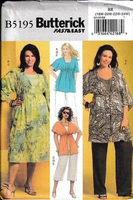 Kimono Ärmel Oberteil Kleid Tunika Hose Tanktop Übergröße 18-24 Schnittmuster