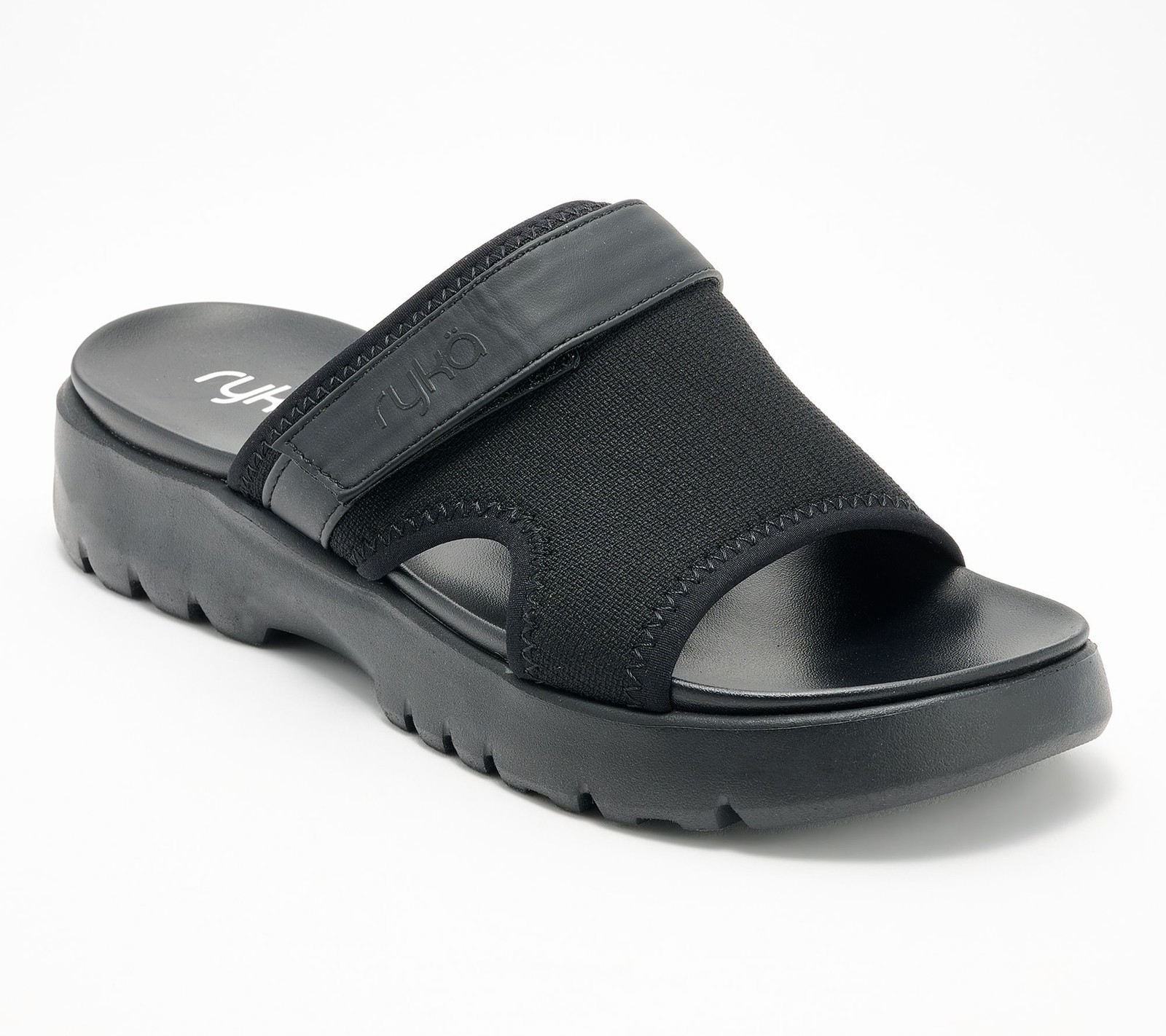 Ryka Women's Sz 7.5 Adjustable Sport Slide Sandals Black A685223