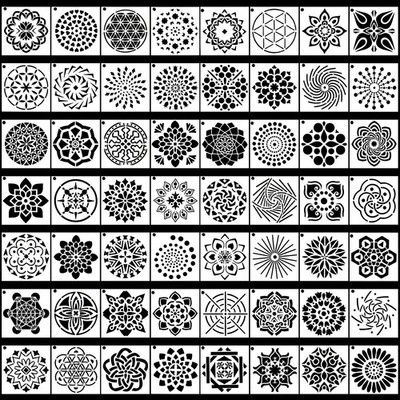 Mandala Stencils, 56 Pack Mandala Dot Painting Stencils for DIY Rock Art Proj...