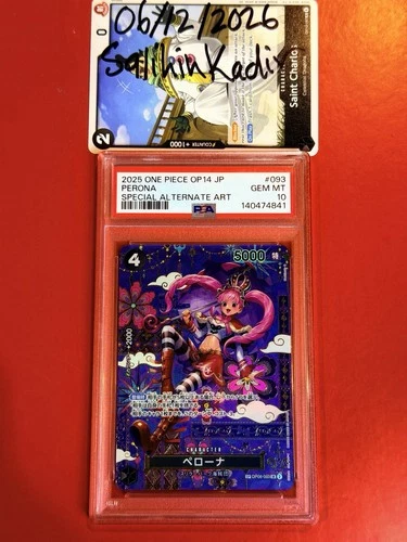 Bandai 2025 One Piece CCG Perona OP14 OP06-093 SP Alt Art Holo PSA 10 Auto