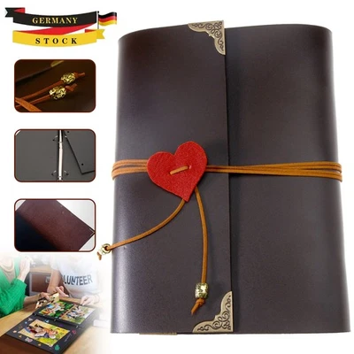 Retro Leder Fotoalbum zum Selbstgestalten Album Scrapbook Fotobuch DIY Geschenk - Bild 1 von 4