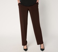 Susan Graver Petite LK Luxe Pull On Pants with Pockets Chocolate M New