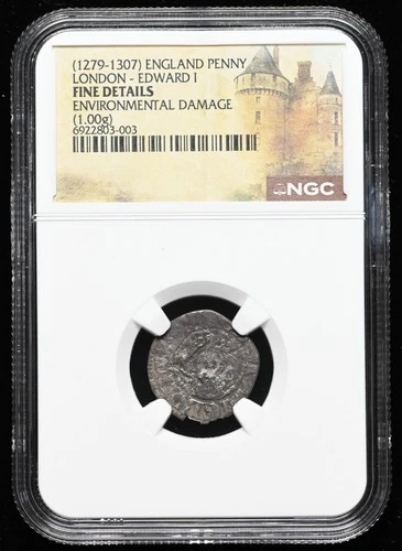 ENGLAND. Edward I Longshanks, 1272-1307. Silver Penny, London, NGC Fine