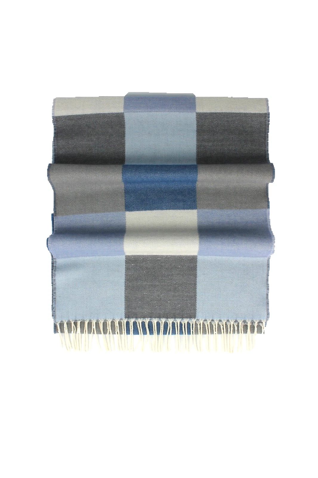 Scarf woven scarf 100% wool (merino) check natural grey blue unisex