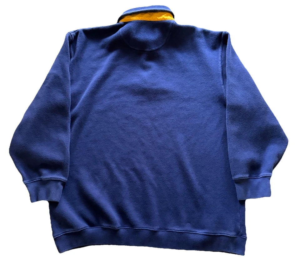 Suéter Polo De Colección Sperry Top Sider Rugby Para Hombre M Azul Amarillo 1/4 Botón Pullover Foto 3 de 4