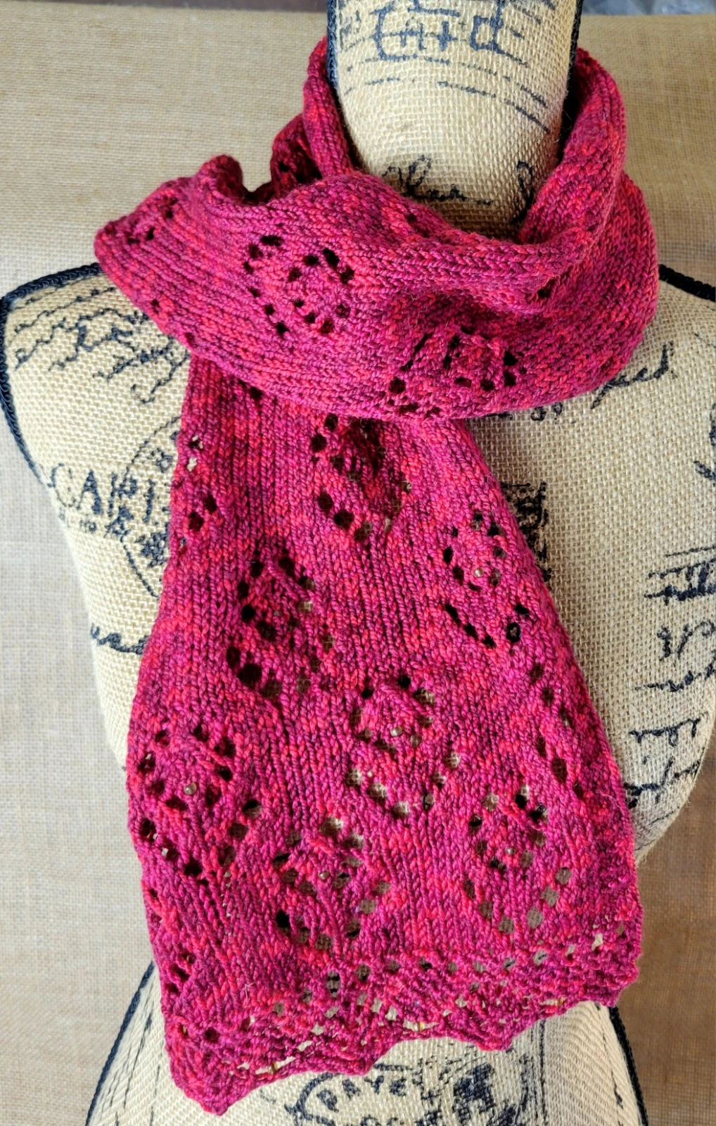 Scarf, Merino, Floral Lace Design