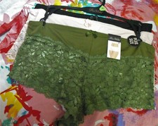 3 NEW PRIMA VALENTINA PLUS SIZE 841035X GN/BG LACE BOYSHORT PANTIES 3X