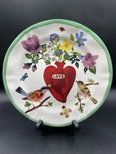 Anthropologie Nathalie Lete Heritage Dinner Plate Heart Birds Floral 10” New