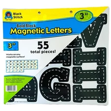 Teacher Created Resources 3" Magnetic Letters 55 Pc Bold Block Black Stitch Pack