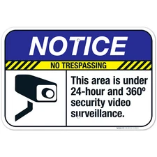 No Trespassing This area is under 24-hour Sign, ANSI Notice Sign,