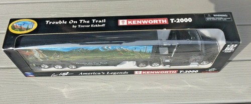 NEWRAY 1/32 BLACK KENWORTH T2000 TRANSPORT TRUCK W/ VAN TRAILER ITEM # 12243 NIB - Picture 5 of 10