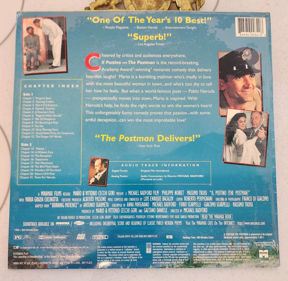 IL POSTINO - The Postman Widescreen Italian w English Subtitles New Laserdisc - Image 2 of 2