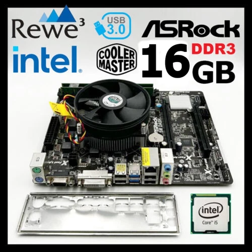 Kit Scheda Madre ASRock B75M-DASH + CPU i5-3470 + 16GB RAM DDR3 + Dissipatorre