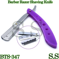 Classic Straight Steel Edge Barber Razor Folding Shaving Knife+ 10 pcs B BTS-347