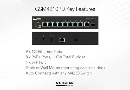 NETGEAR AV - GSM4210PD-100NAS / M4250-9G1F-POE+ MANAGED SWITCH (Open Box) - Picture 6 of 7
