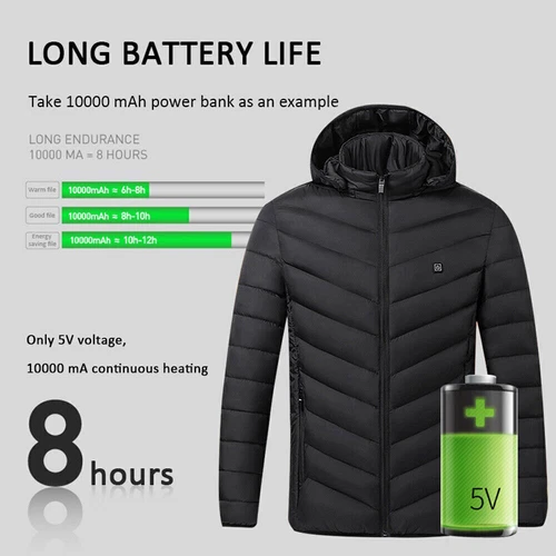 Men Women Electric Coat Heated Jacket USB Winter Warm Up Heating Pad Body Warmer - Picture 11 of 17