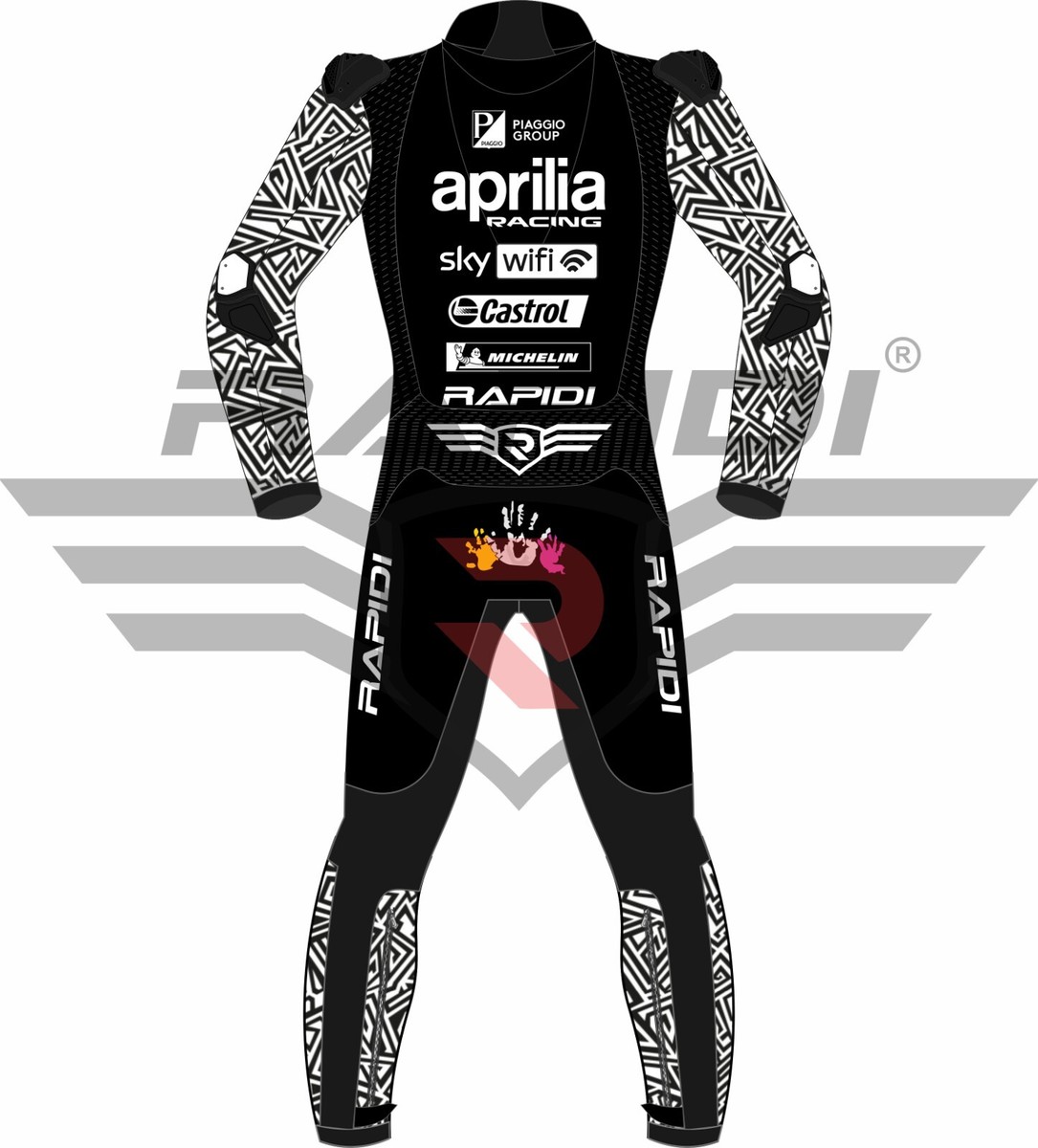 ALEIX ESPARGARO APRILIA BLACK 2023 MODEL MOTOGP MOTORBIKE LEATHER RACING  SUIT