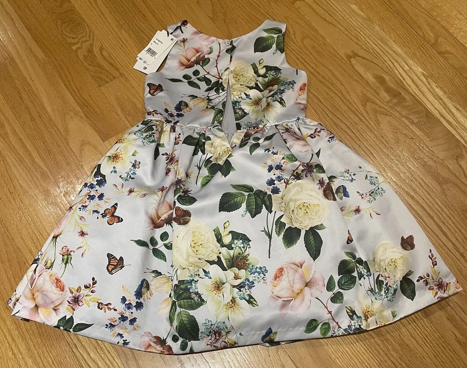 Vestido de fiesta Pippa and Julie niñas talla 6, mariposas y flores etiqueta de $65 Foto 4 de 4