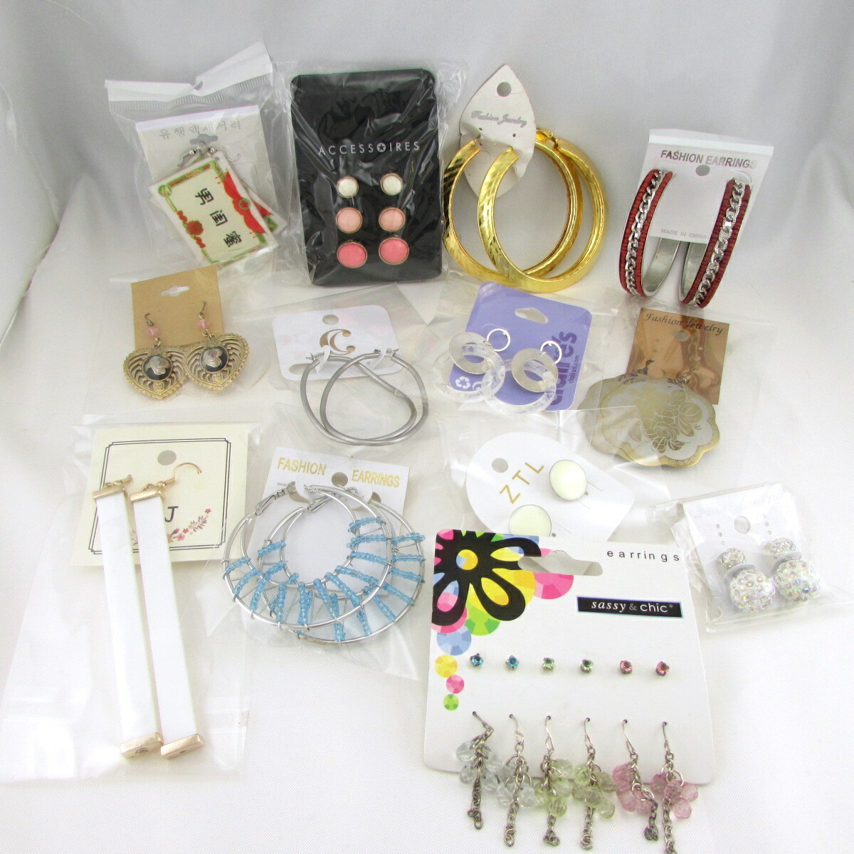 WHOLESALE EARRING LOT BAKERS DOZEN STUDS HOOPS DANGLES GOLD SILVER