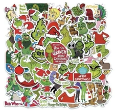 Angry Green Christmas Style Stickers 50pk Grinch Theme Fun Sticker FREE SHIPPING