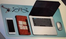 PU Leather Dual Sided Large 31.5"x15.7" Desk Pad Non-Slip Mouse Pad Waterproof