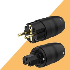 Hi-End Aluminium Shell  Gold / Rhodium Plated EU Connector HIFI Power Plug