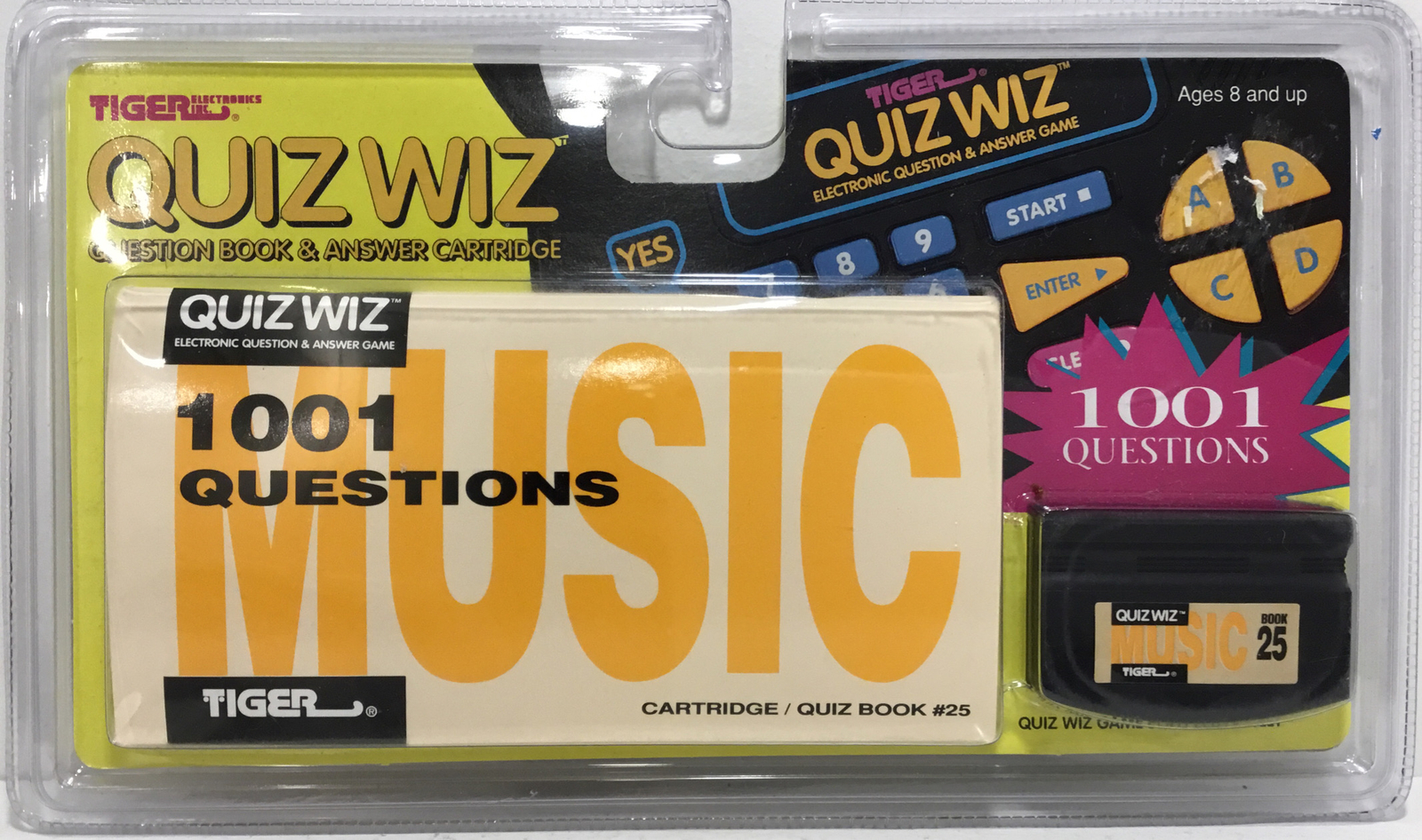 Vintage Tiger Quiz Wiz Music Cartridge &amp; Book #25; 1001 Questions New Sealed