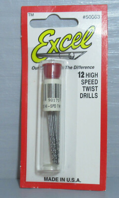 EXCEL #50063 12 HIGH SPEED TWIST DRILLS 