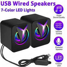 Mini Computer Speakers USB Powered 3.5mm Jack PC Desktop Laptop Stereo Wired